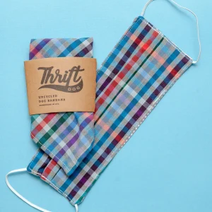 Face Mask & Dog Bandana Set in Purple Plaid