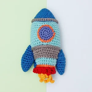 Rocket Ship Knit Organic Cotton Dog Toy