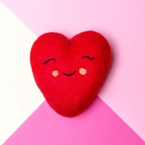 Wool Handrolled Heart Dog Toy