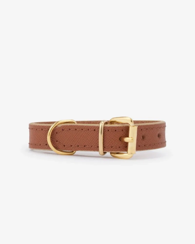 Small Dog Collar in Cognac Leather (Made in Italy) (FINAL SALE) - Image 2