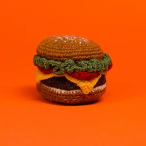 Hand Knit Hamburger Dog Toy