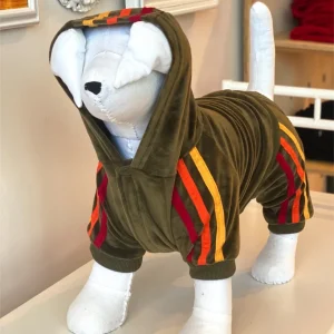 Velour Dog Jogger Onesie in Olive((CLEARANCE))