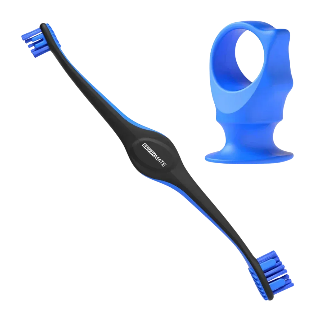 Blue Brushmate Premium Toothbrush with Biteblock Medium by Paw Ready - Image 2