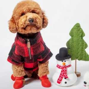 Wubby Quarter-Zip Dog Fleece in Buffalo Plaid (CLEARANCE)