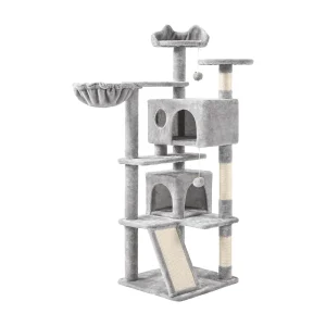 Yaheetech 57.5-in Multi-Level Cat Tree with 2 Condos, Perches and Basket