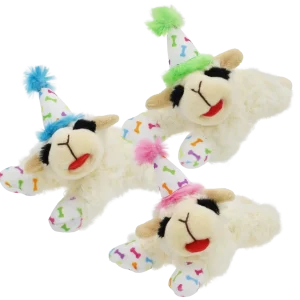 Multipet Lamb Chop w/Birthday Hat Dog Toy 1ea/6inch