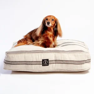 Grain Sack Striped Dog Bed <>
