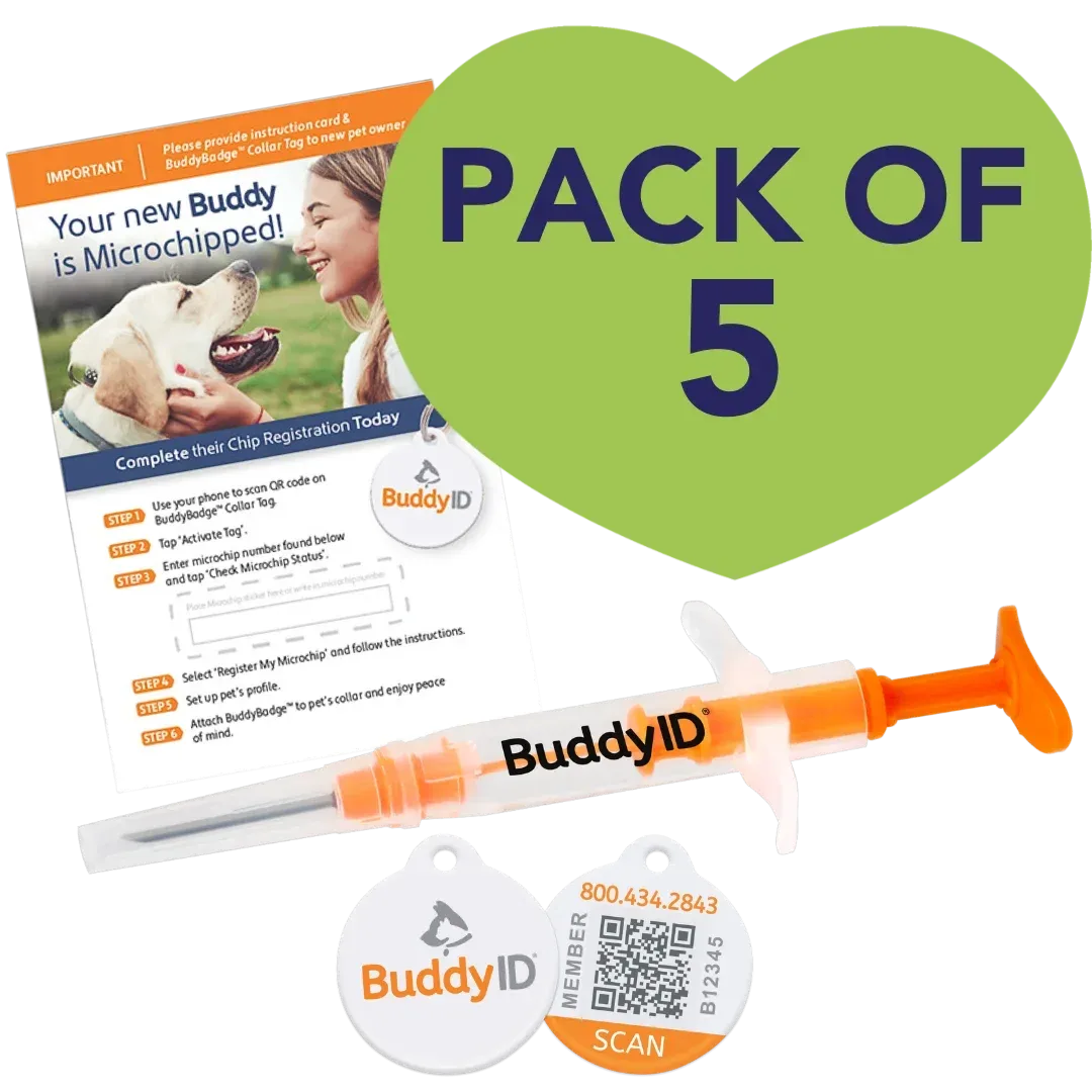 Pack of 5 Microchip Complete Protection System by BuddyID