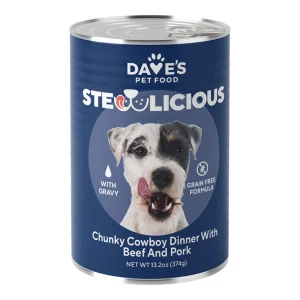 Dave's Dog Stewlicious Chunky Cowboy Dinner With Beef And Pork 13.2 oz. 12 ct