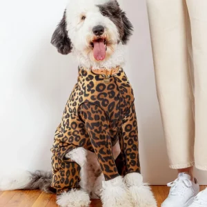 Stretch Fleece Onesie in Leopard (Made in the USA, DOG & CO. + GOLD PAW Exclusive!)
