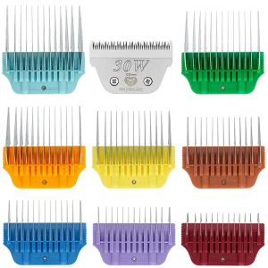 Wide Combs Colored Set of 8 (1/8″ through 1″) with 30W blade by PetStore.Direct