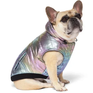 Shiny Puffer Dog Coat in Iridescent <>