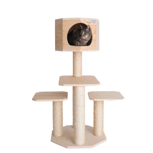 Armarkat 46-in Premium Scots Pine Real Wood Cat Tree With Scratching Posts, Natural