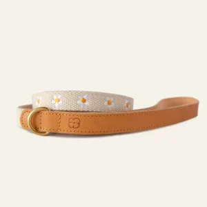 Cotton + Leather Daisy Dog Leash