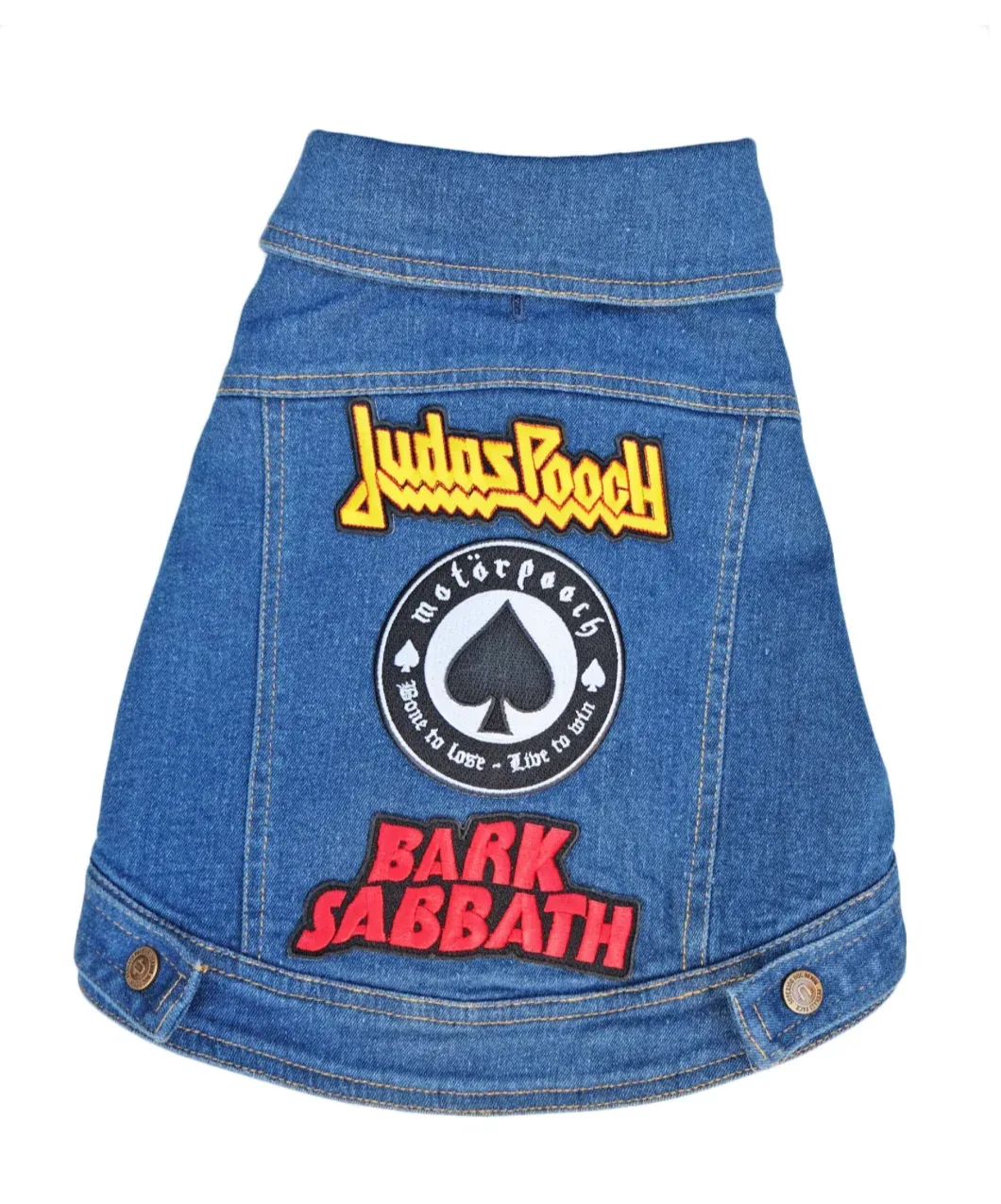 Raw Blue Denim Dog Jacket with Patches <> - Image 2