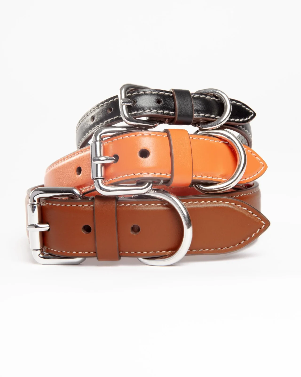 Leather Dog Collar in Tobacco Brown (Made in Italy) - Image 2