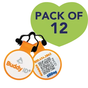 Pack of 12 Silent Silicone Collar Tag by BuddyID