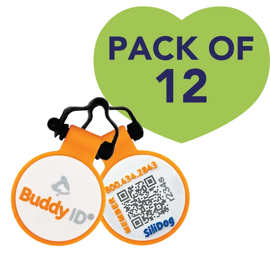 Pack of 12 Silent Silicone Collar Tag by BuddyID