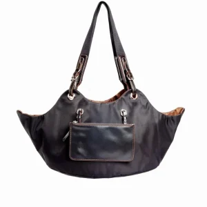 Tulip Reversible Nylon Dog Bag in Black + Chocolate (Made in Italy) (FINAL SALE)