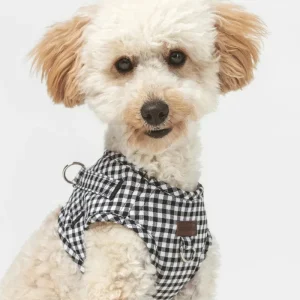 Black & White Gingham Dog Harness (Made in Spain)