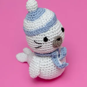 Sammy The Seal Organic Cotton Knit Dog Toy