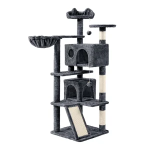 Yaheetech 57.5-in Multi-Level Cat Tree with 2 Condos, Perches and Basket
