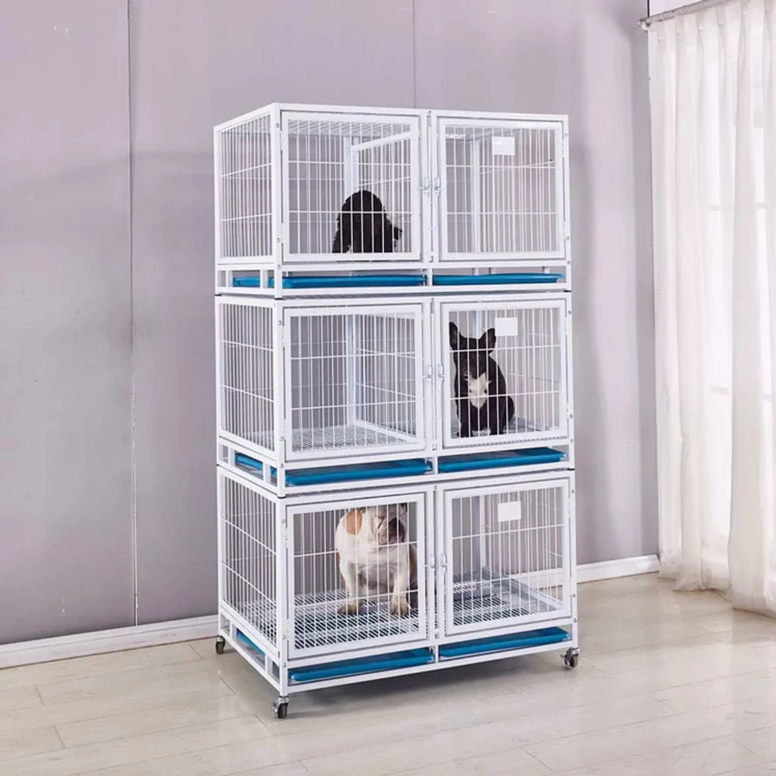Coated White Wire Cage Bank - 6 small / 3 large by PetStore.Direct - Image 2