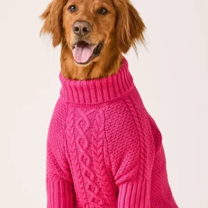 Hot Pink Cable Knit Dog Sweater