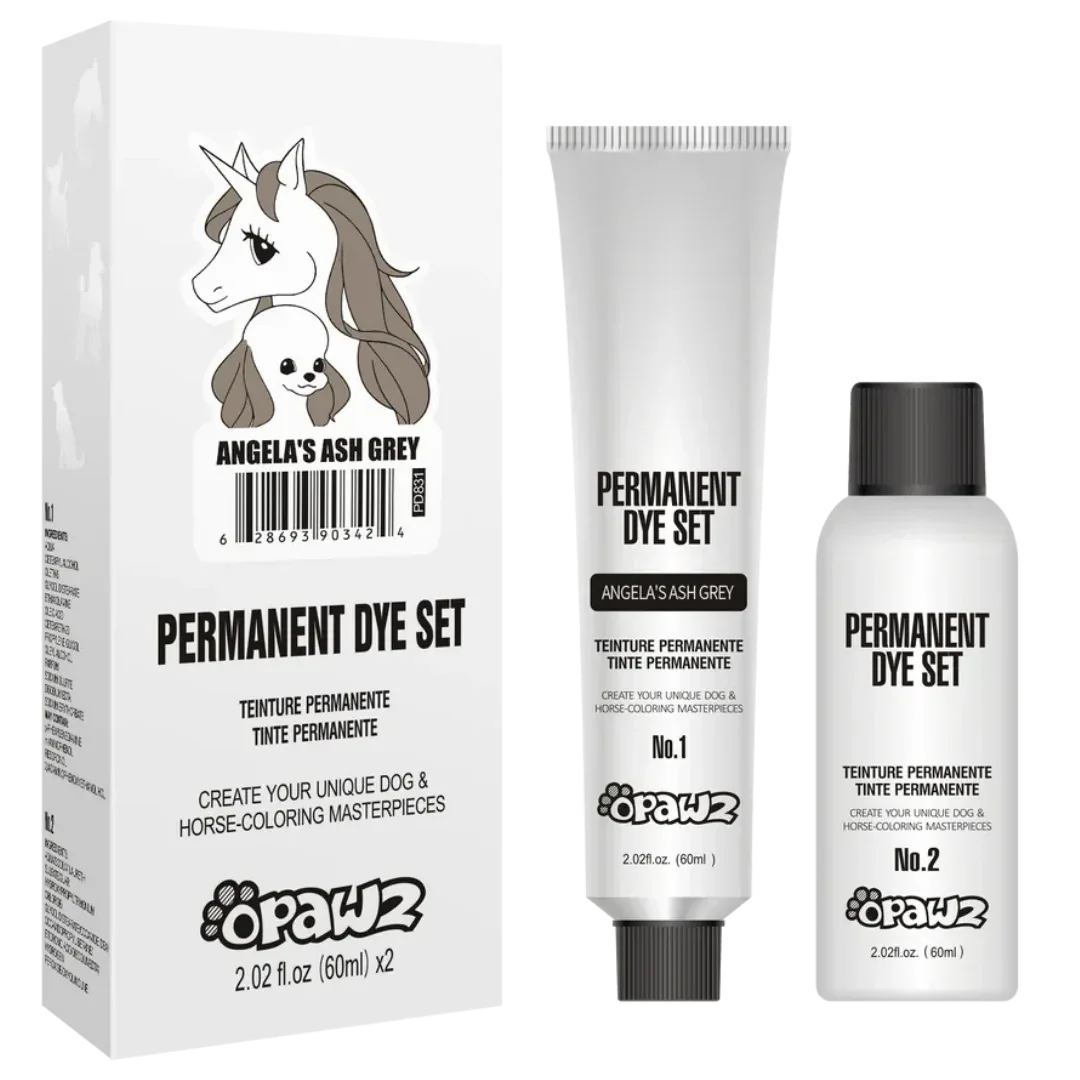 Permanent Dog Hair Dye Set Angela's Ash Grey 2oz by Opawz