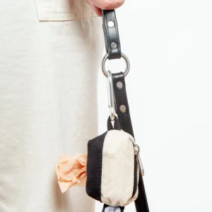 Canvas Clean-Up Poo Bag Roll Holder in Natural + Black