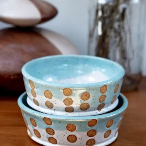 Ceramic Spotted Jade Dog Bowl (Made in the USA) (FINAL SALE)