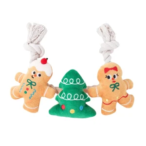 Happy Woofmas Holiday Gingerman Man Squeaky Dog Toy