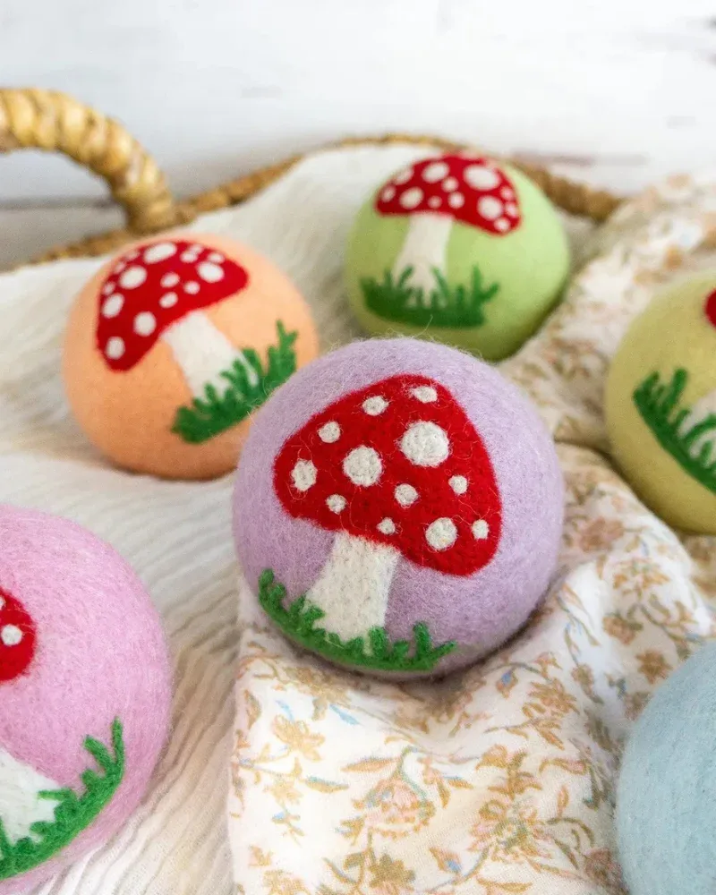Enchanted Mushrooms Wool Dog Ball