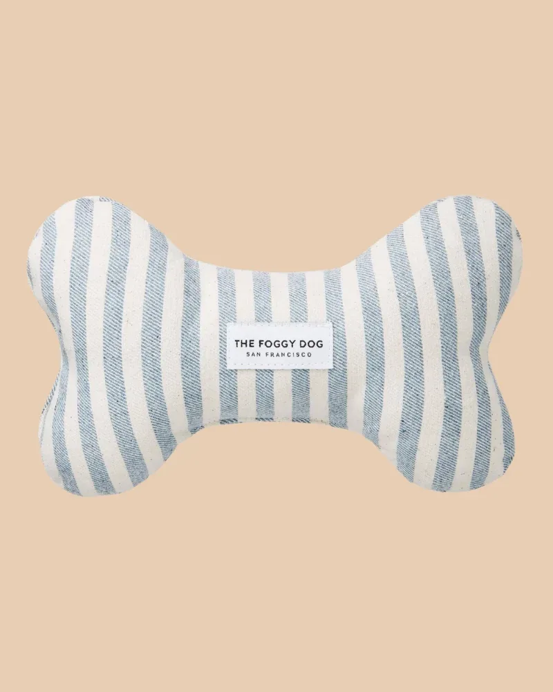 Upcycled Denim Stripe Bone Dog Squeaky Toy(Made in the USA)