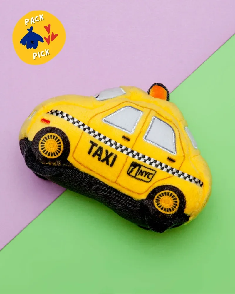 Canine Commute Taxi Plush Crinkle + Squeaky Dog Toy