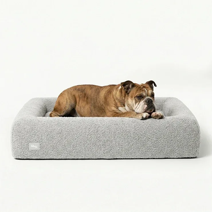 Premium Orthopedic Memory Foam Dog Bed - Grey Bouclé (Medium) (LP)