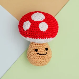 Mini Mushroom Squeaky Knit Dog Toy