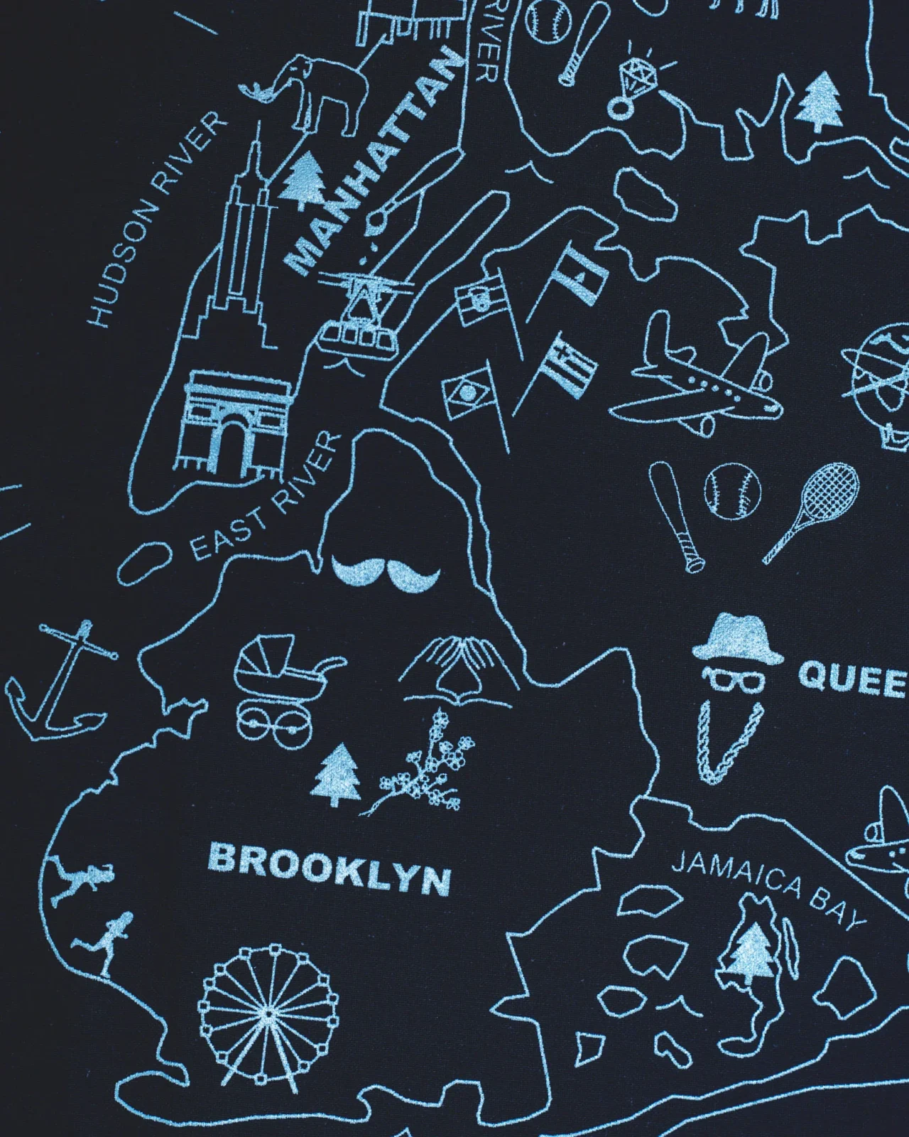 NYC Map Bandana in Navy (Made in the USA) <> - Image 2