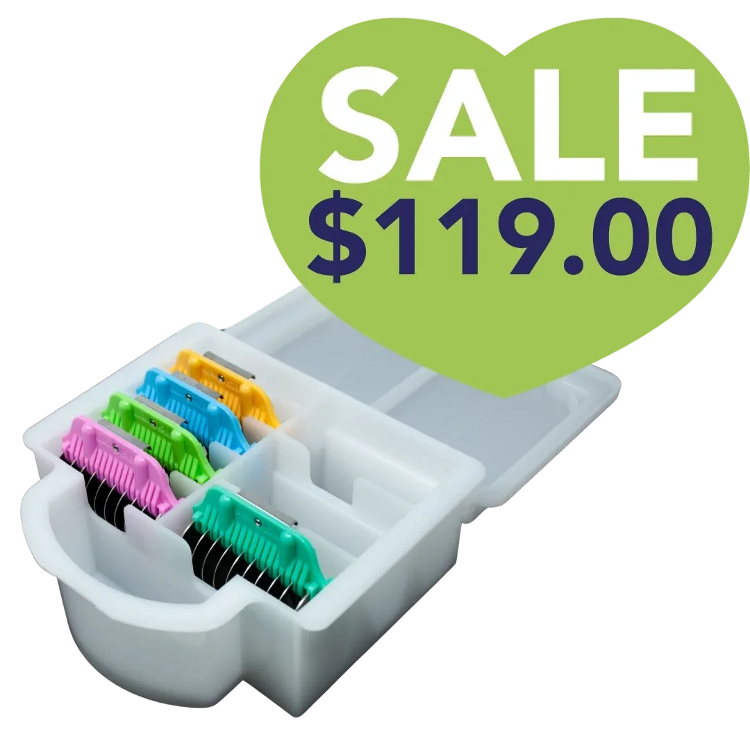 5pc Wide Glide Skip Tooth Comb Attachment Set With Storage Case by PetStore.Direct