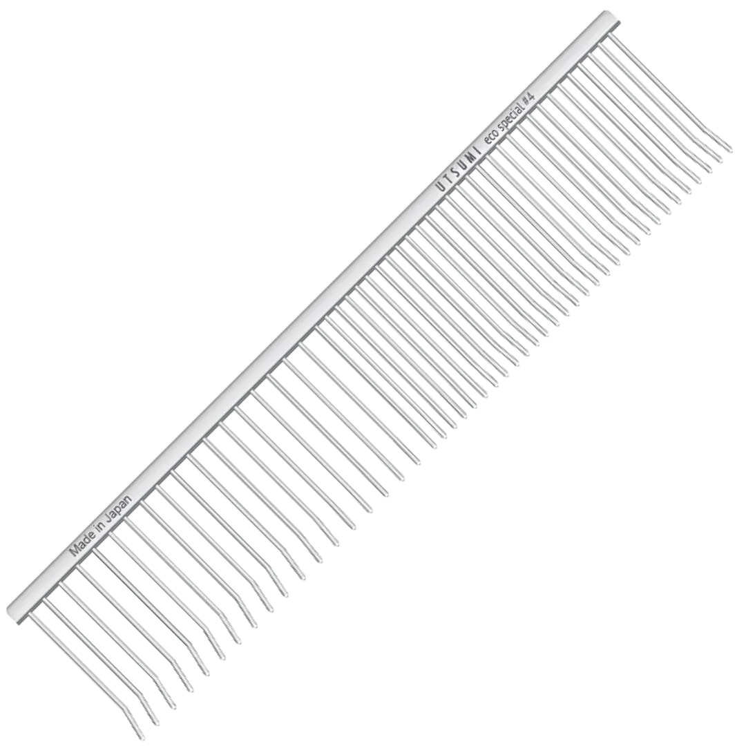 7.5" Curved Tip ECO Special #4 Comb Silver by Utsumi