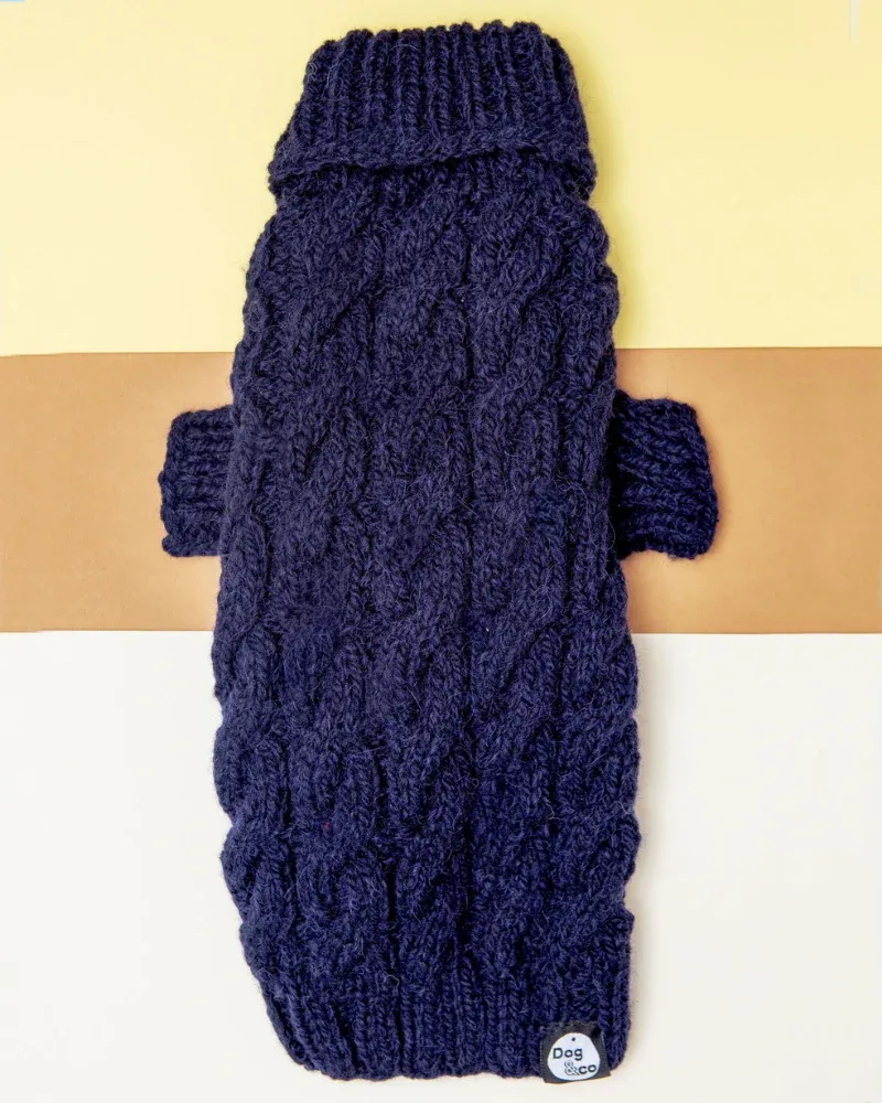 Downtown Roll Neck Dog Sweater in Navy FINAL SALE - Image 2