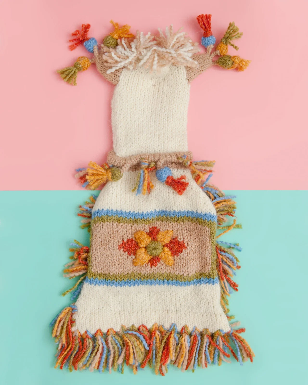 Mama Llama Festive Hand Knit Sweater Poncho (Dog & Co. Exclusive) (FINAL SALE)