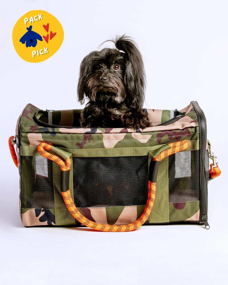 Out-Of-Office Airline Compliant Pet Carrier in Camo w/ Orange (Pro Edition)