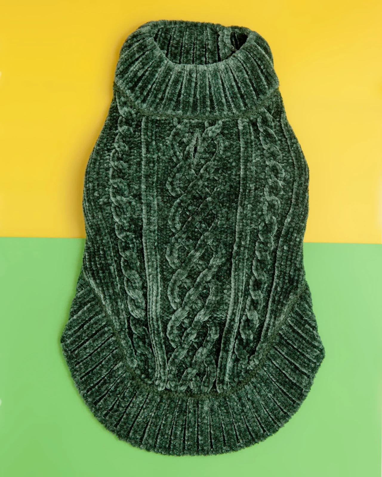 Cozy Chenille Dog Sweater in Forest Green <>