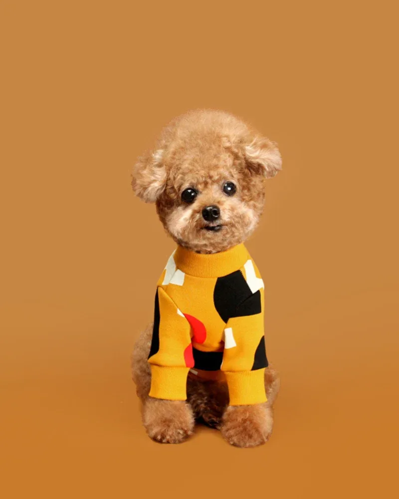 Colorful Design Dog Sweatshirt in Mustard Yellow (FINAL SALE)