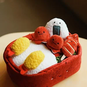 Benny Bento Box Squeaky Seven-Piece Plush Dog Toy (Made in the USA)