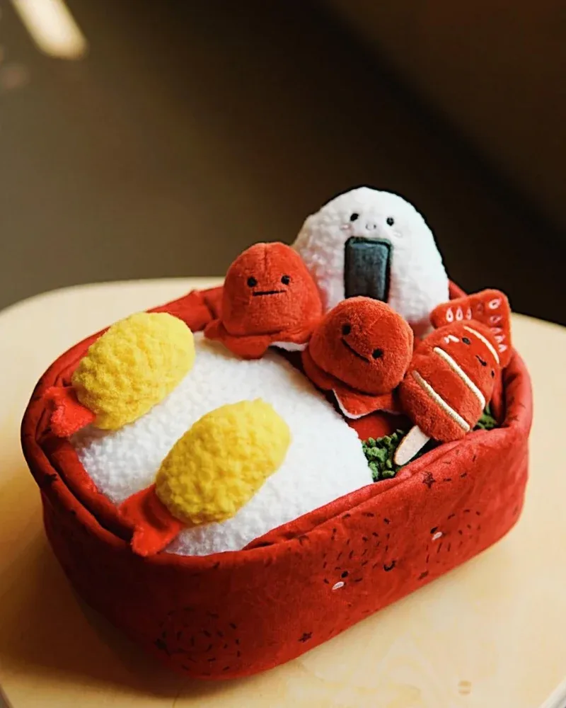 Benny Bento Box Squeaky Seven-Piece Plush Dog Toy (Made in the USA)