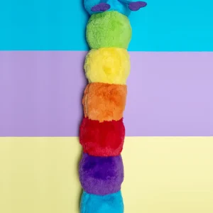 Don't Bug Me Rainbow Caterpillar Squeaky Plush Dog Toy