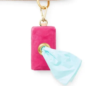 Hot Pink Waxed Canvas Waste Bag Dispenser (Made in the USA)