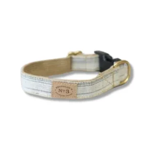 Cream & Navy Seed Sack Dog Collar (Made in the USA)